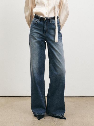 MOHAN Loose Fit Wide Leg Cotton Denim [Blue]
