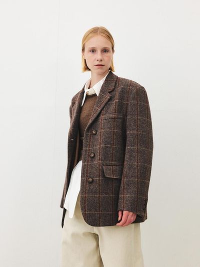MOHAN Overfit Wool Check Blazer