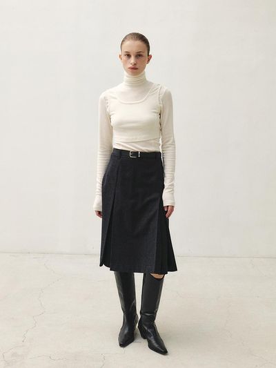 MOHAN RTW PLEATED MIDI SKIRT