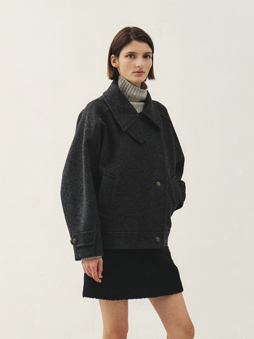 MOHAN Rtw Premium Wool Twill Half Coat_2colors