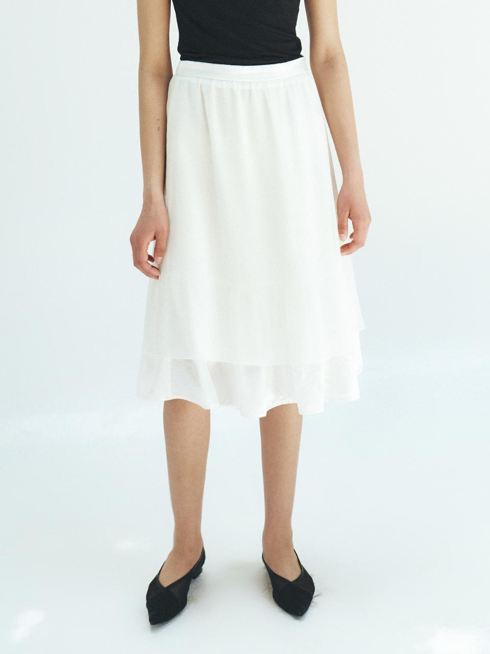 MOHAN Satin Layered High-Waisted Midi Skirt