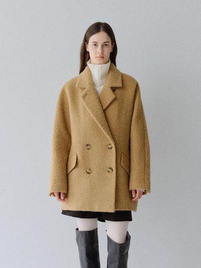 MOHAN Suri Boucle Double-Breasted Half Coat [2COLORS]