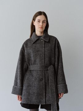 MOHAN TFF ALPACA HERRINGBONE HALF COAT_2COLORS