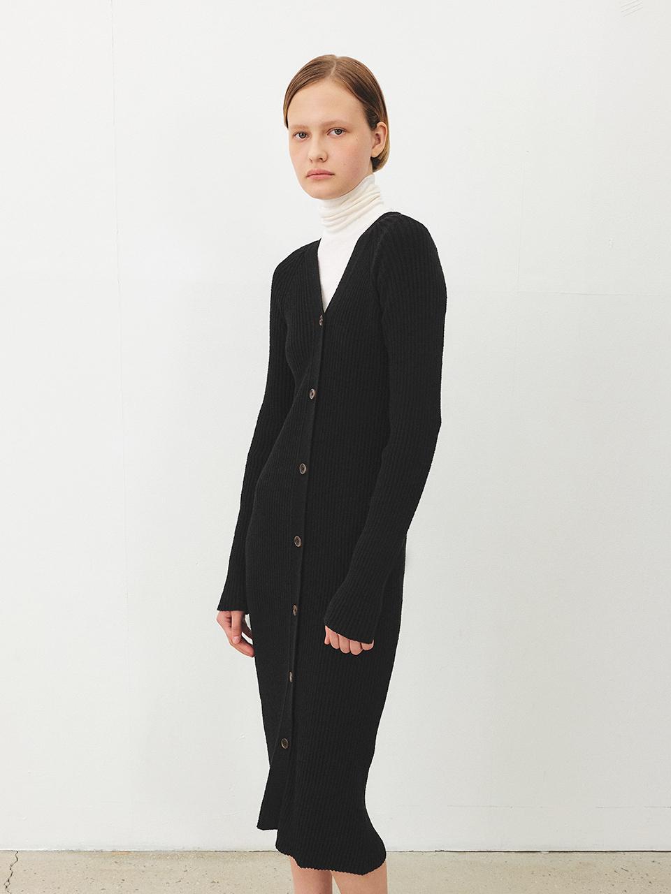 MOHAN TFF BOUCLE BUTTON KNIT DRESS