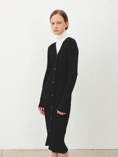 MOHAN TFF BOUCLE BUTTON KNIT DRESS