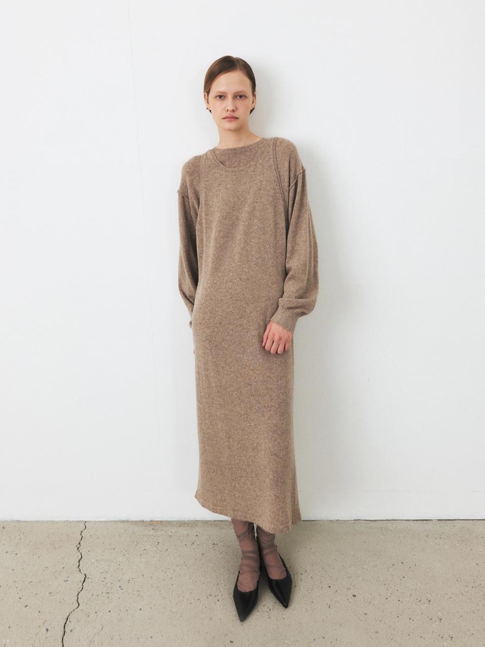 MOHAN TFF CASHMERE LAYERED KNIT DRESS