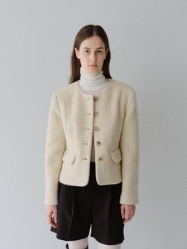 MOHAN TFW ALPACA WOOL NO COLLAR JACKET_2COLORS