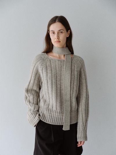 MOHAN Wool Blend Muffler Knit Top