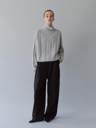 MOHAN Wool Blend Two Tuck Semi-Tapered Belted Trousers