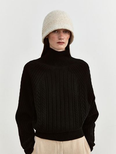 MOHAN Wool Boucle Double-layered Bucket Hat [White]