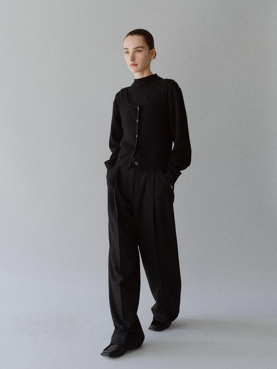 MOHAN Wool Tweed Wide Tailored Trousers