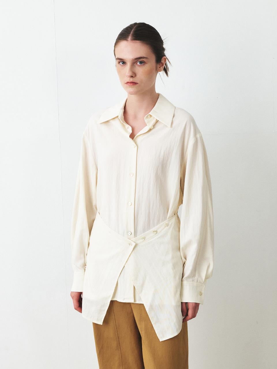 MOHAN Wrap Layered Rayon Nylon Shirt