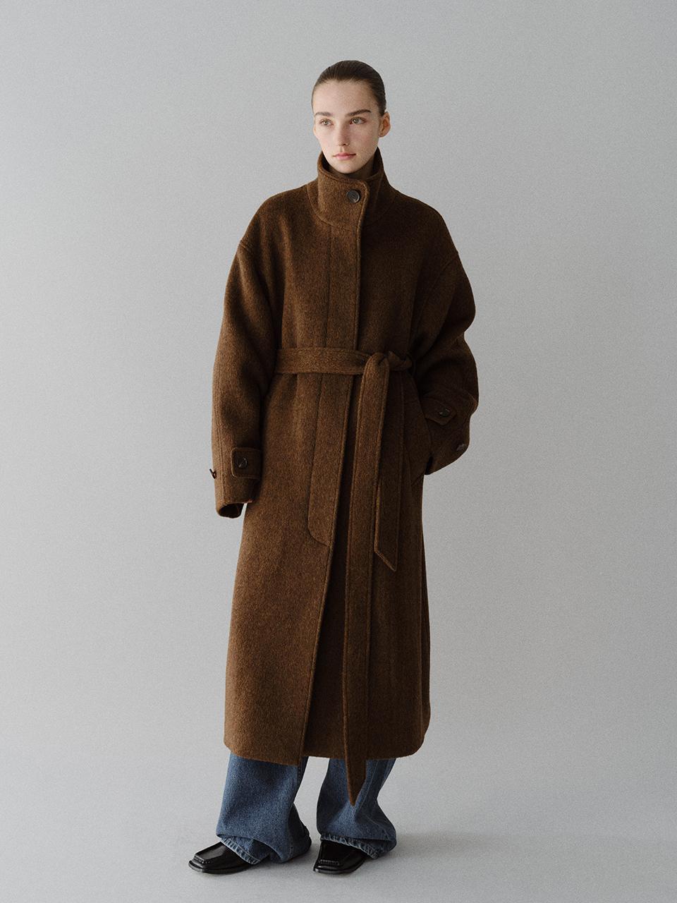 MOHAN Yak Wool High Neck Relaxed Fit Coat