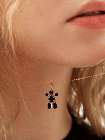 MOI studio Gold Crystal Gingerman Necklace