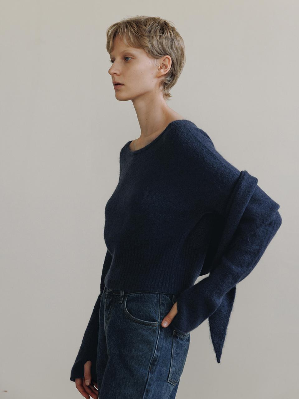 MOIA shawl set knit (deep blue)