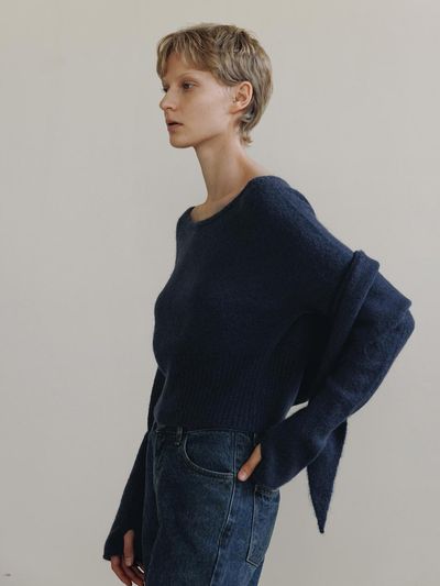 MOIA shawl set knit (deep blue)