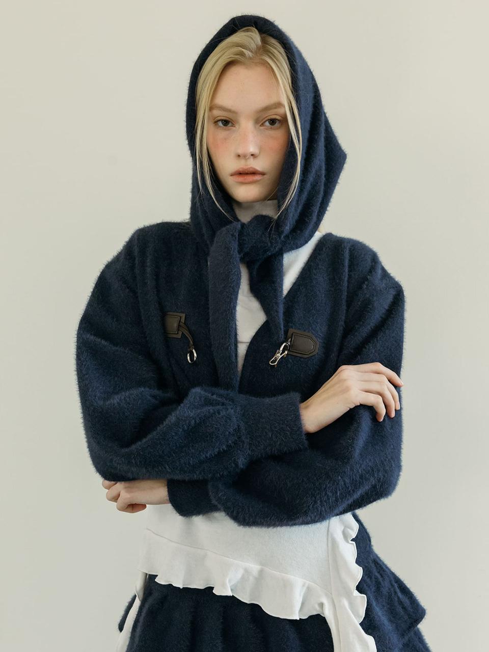 MOIFAIRE BUCKLE SNOWFLAKE CARDIGAN SET / NAVY