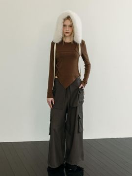 MOIFAIRE WOOL POCKET LAYERED PANTS / CHARCOAL