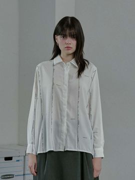 moire moa MO number blouse-White