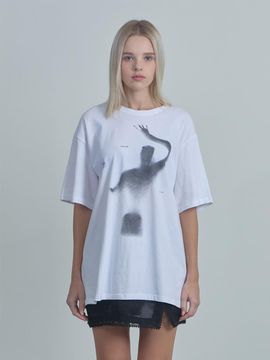 moire moa Shadow graphic t- shirts - white