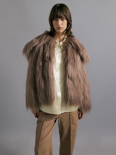 molliolli AHER fur duffle jacket [lt. brown]