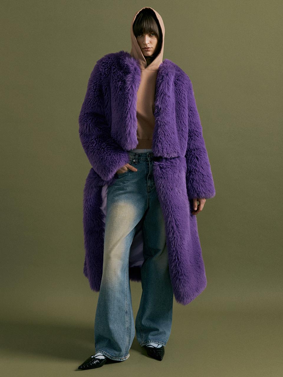 molliolli CERA 2way fur coat [purple]