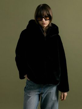 molliolli COMELY L zip up hoodie jumper [black]