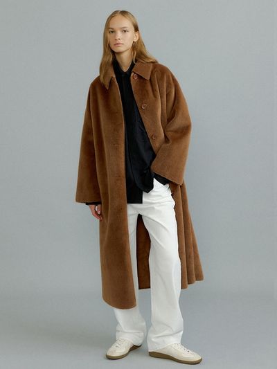 molliolli LUNGO single long coat [camel]