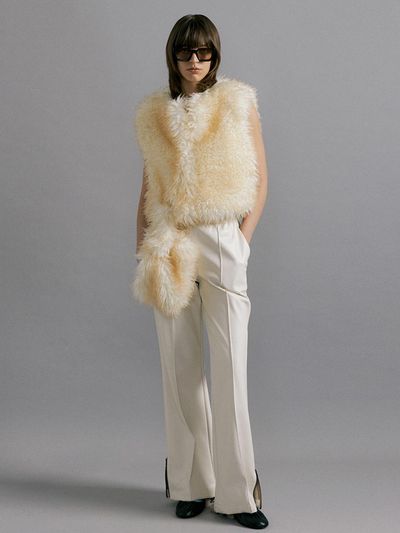 molliolli MONE crop mini vest_pouch set [Light Beige]