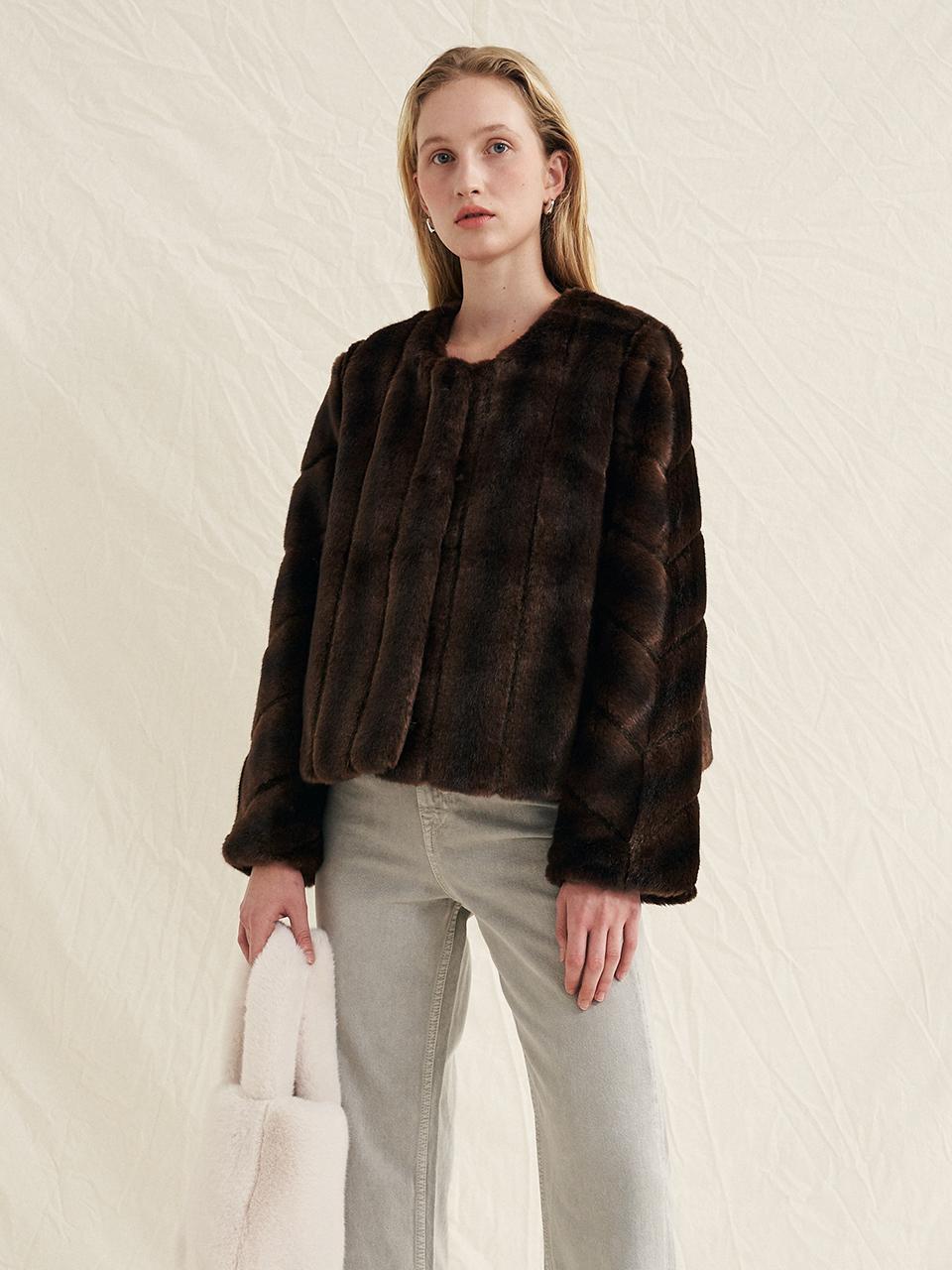 molliolli Prelude Eco Fur Coat [Brown]