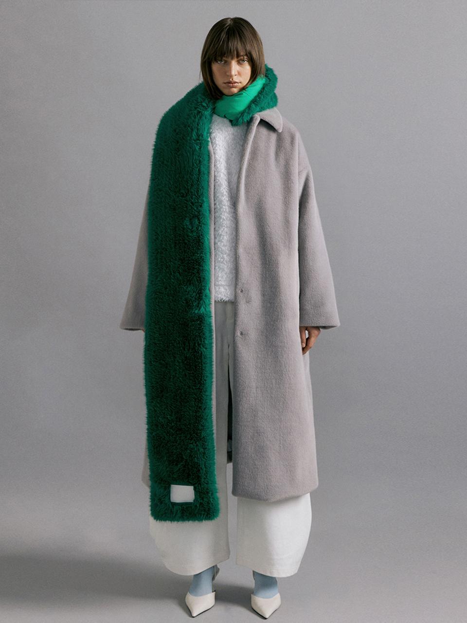molliolli THEO 2way fur & padding long muffler [green]