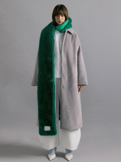 molliolli THEO 2way fur & padding long muffler [green]
