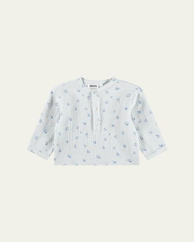 Molo Boy's Enozo Long-Sleeve Cotton Muslin Shirt
