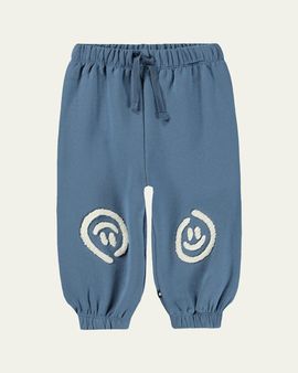 Molo Boy's Simeon Embroidered Organic Cotton Pants