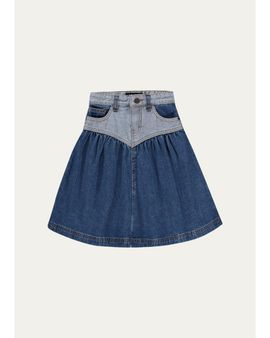 Molo Girl's Becca Two-Tone Denim Skirt