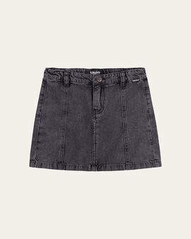 Molo Girl's Bellamy Bow-Embellished Denim Skirt