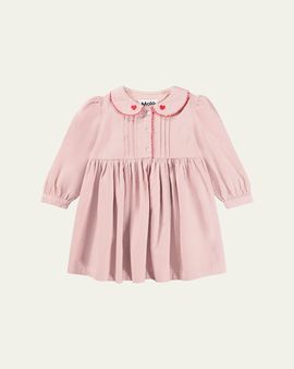 Molo Girl's Charlette Long-Sleeve Embroidered Cotton Dress