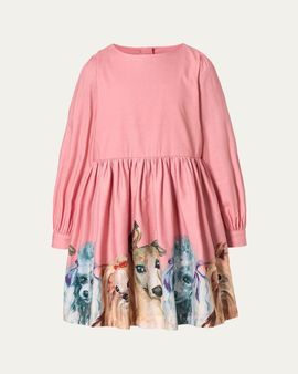 Molo Girl's Cleo Long-Sleeve Printed Poplin Dress