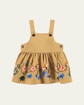Molo Girl's Colleena Embroidered Cotton Pinafore Dress