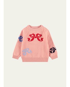 Molo Girl's Gilby Bow Wool Knit Sweater