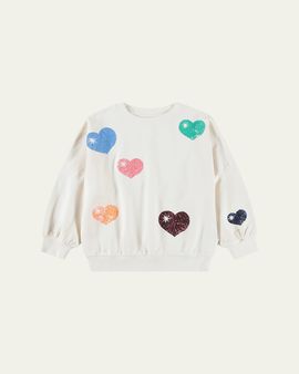 Molo Girl's Marika Sequined Heart Sweatshirt