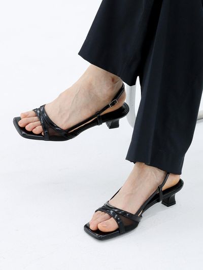 MOL:pin Mesh Sandal Heels_Black