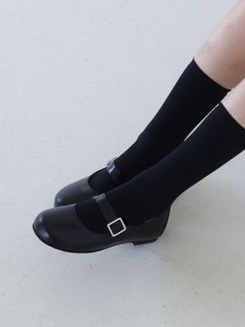 MOL:pin Round Mary Jane Shoes_Black