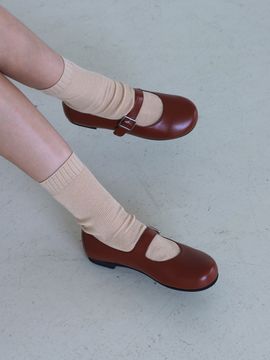 MOL:pin Round Mary Jane Shoes_Brown