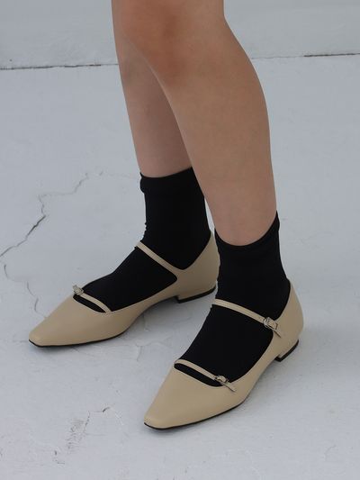 MOL:pin Strap Flat Shoes_Beige