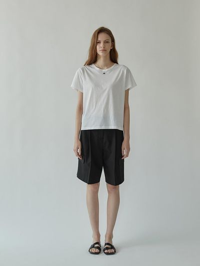 MOMET Cotton Polyester Cargo Knee-Length Shorts [Black]