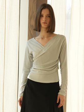 MOMET Mitten Lab Off-Shoulder Fog T-Shirt [GREEN]