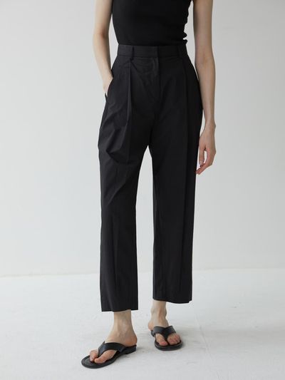 MOMET Ready Seersucker baggy pants black
