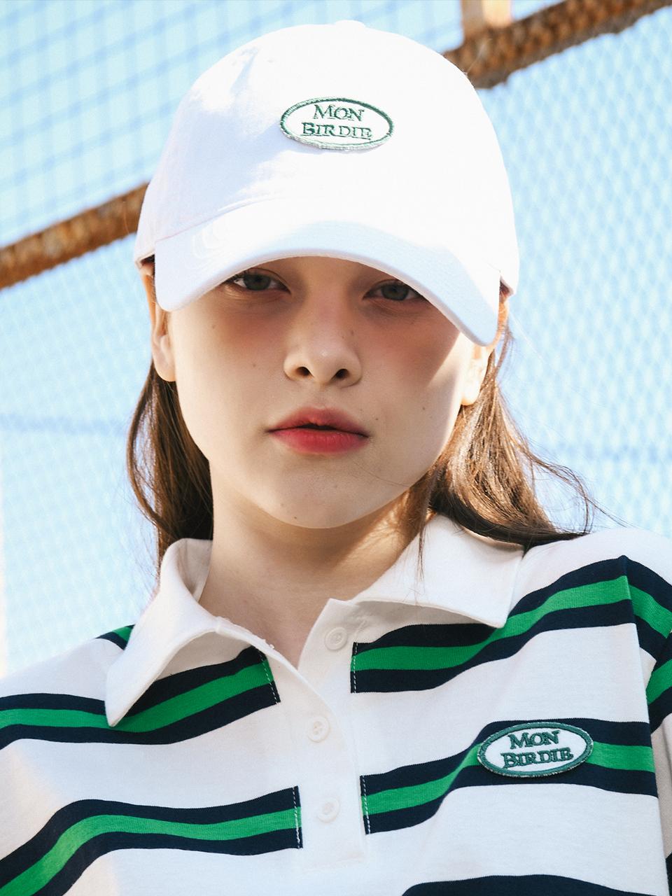 MONBIRDIE Circle Embroidered Ball Cap [WHITE]