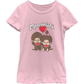 Monchhichi Girl's Monchhichi Couple Heart Balloon Graphic T-Shirt